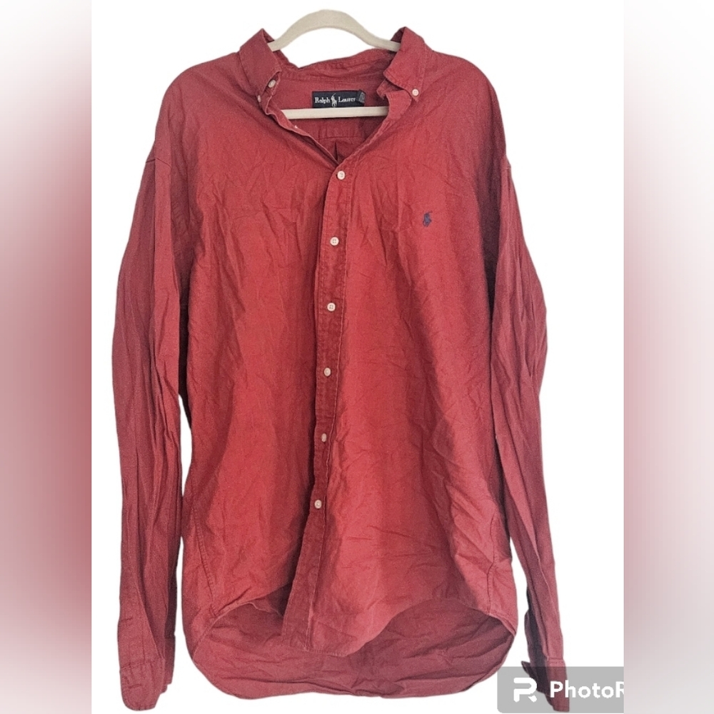 Men's Classic Fit Ralph Lauren XLT Brick Red Dress Shirt